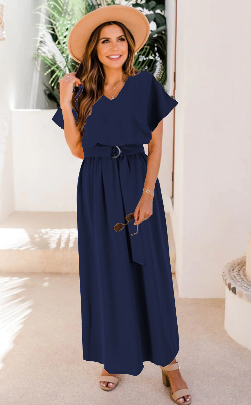 Women's Solid-Color Plus-Size Long Dress