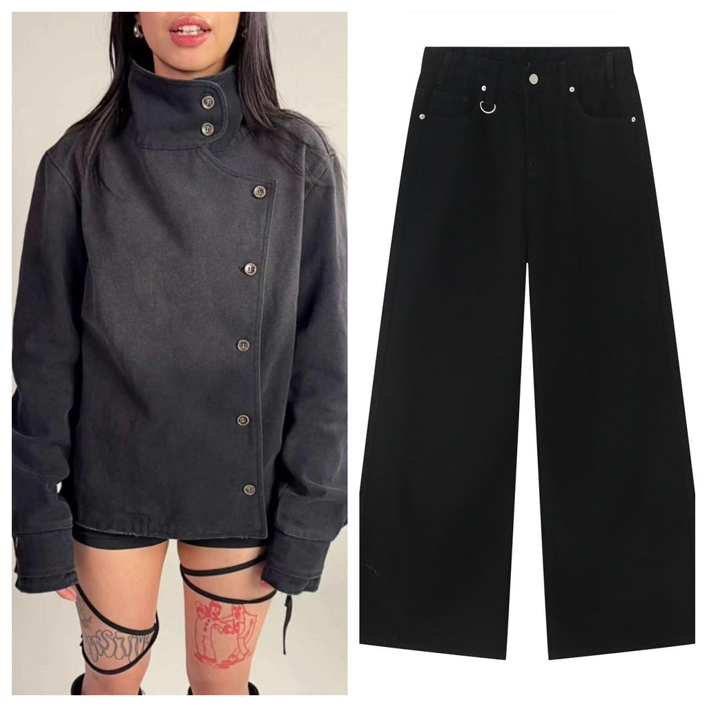 Washed Long-sleeve Denim Jacket For Couples