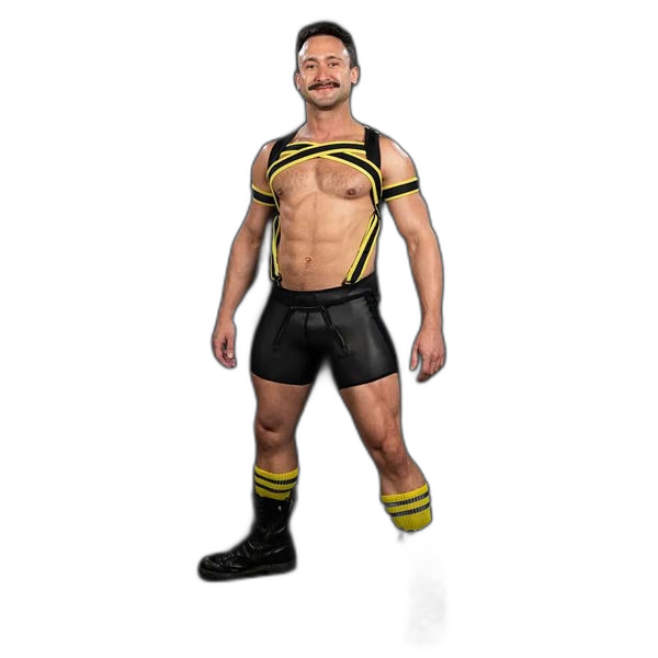 Mr.S Leather X-Factor Carbon Black Body Harness | Yellow