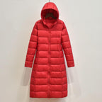 Lightweight Hooded Long Below-the-knee Slim-fit Coat