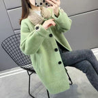 New Single-breasted Mid-length Knitted Coat Loose