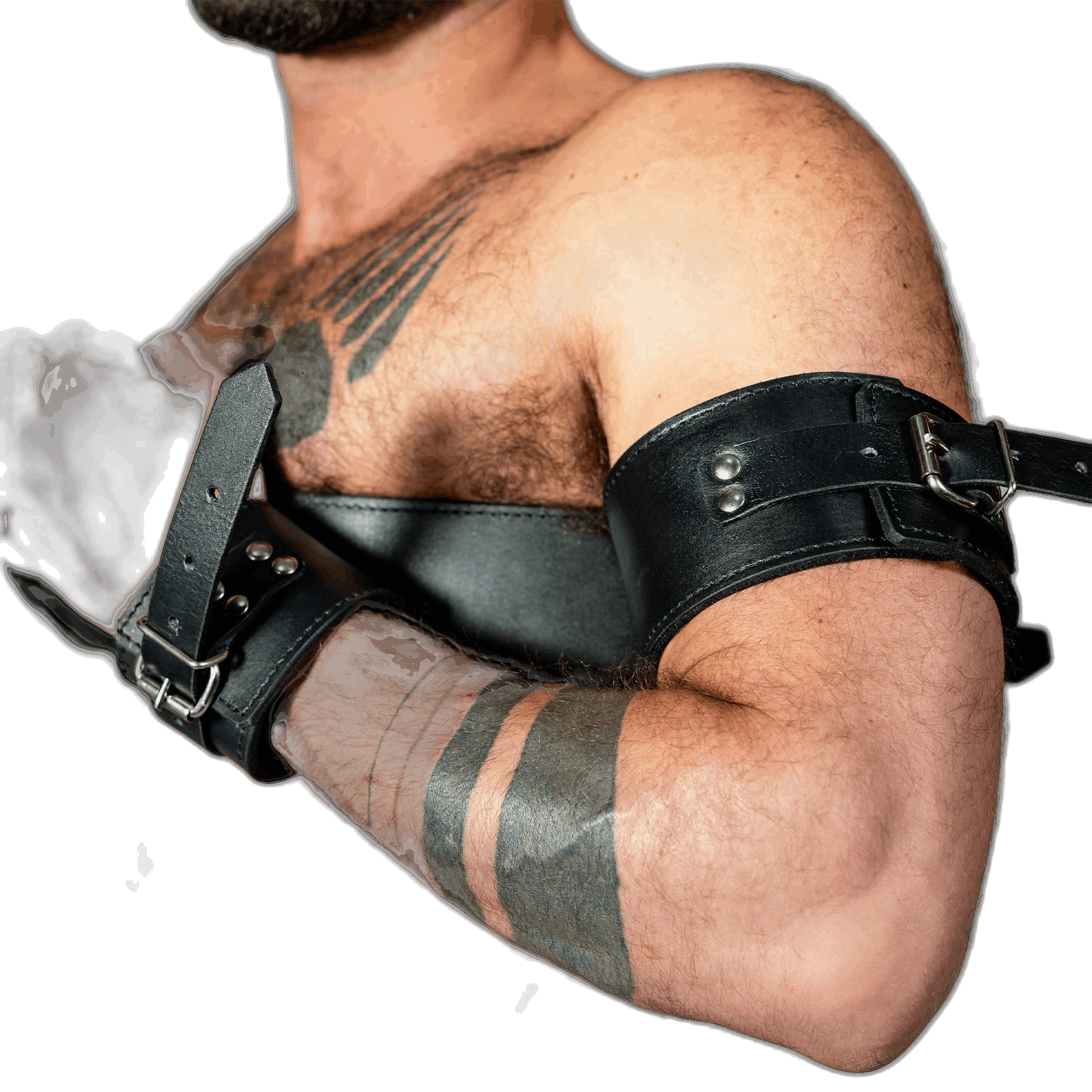 ruff GEAR Leather BOUND Arm Wrist Chest Restraint