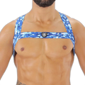 TOF Paris Fetish Elastic Chest Harness Blue Camouflage