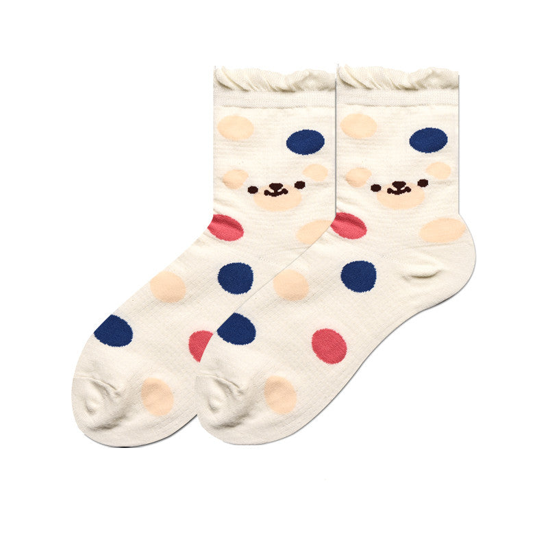Socks Female Japanese Cute Cartoon Hand-painted  Stockings Korean Version