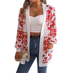 Christmas Clothes Women's Open Front Cardigan Knitwear Lantern Sleeve Xmas Printed Oversized Deer Sweater Pockets Knitted