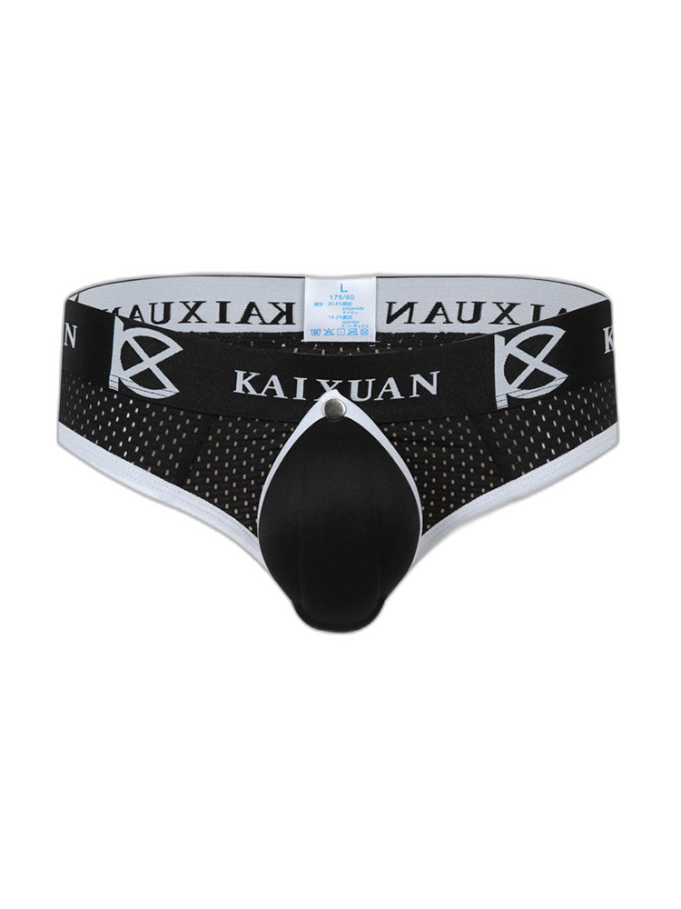 2 Pack Men's Breathable Mesh Removable U-Shaped Pocket Thongs