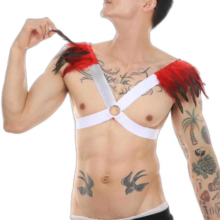 Men's Feather Decorative Harness Strap
