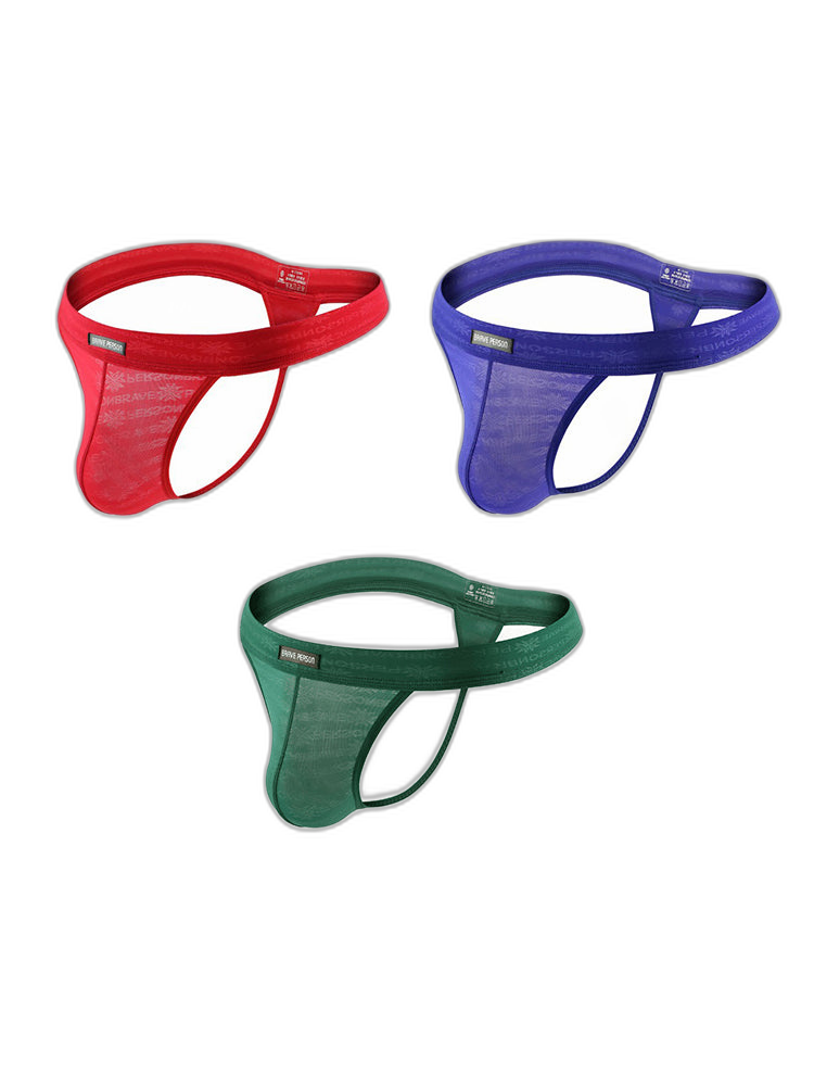 3-pack Men's Lace Obscure Embossed G-String Thong