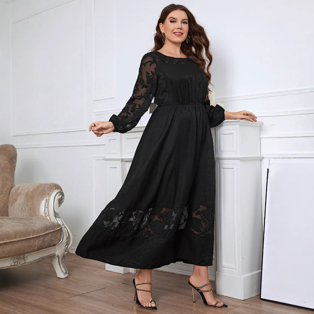 Women's Over-the-Knee Lace Dress – Slimming Autumn Style for Curvy Figures