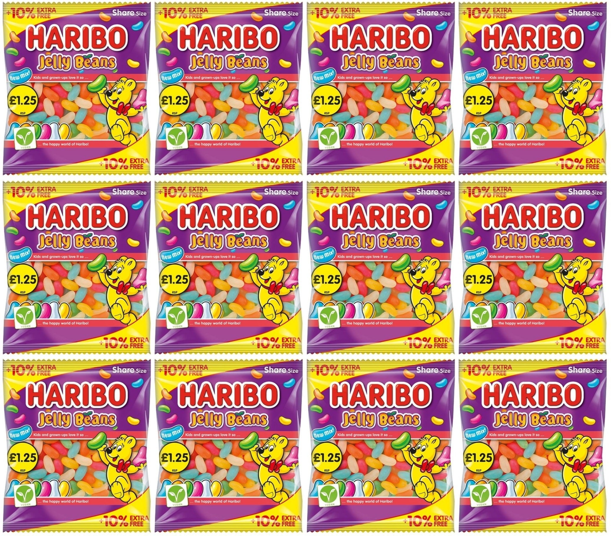 12 x Haribo Jelly Beans (10% Extra Free) - 154GM