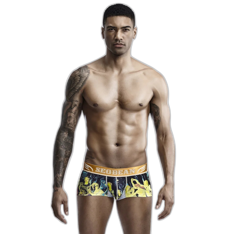 SEOBEAN Luxe Print Silk Low-Waist Boxers