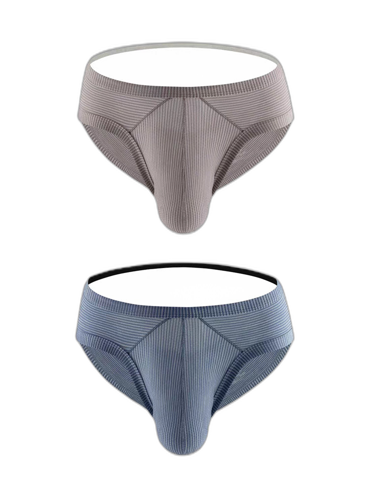 2 Pack Men's Low Rise Back Hollow 3D U-convex Large Pouch T-Back Briefs