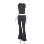 Sexy Hollow-out Sleeveless Tank Top With High Waist