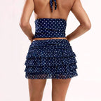 Women's Polka-dot Mesh Skirt With Ruffled Edges