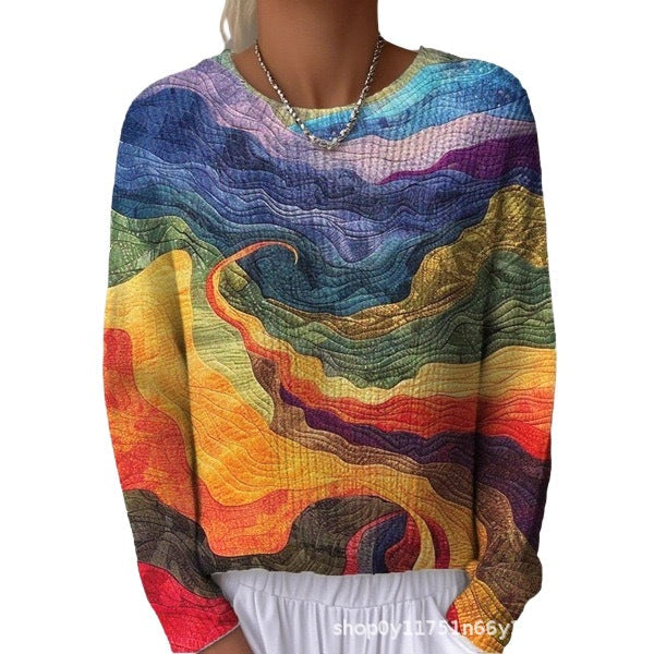 Sweet And Casual Women's Crew-neck Sweatshirt With Print