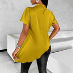 Women's Solid-color Loose-fitting Casual Top With An Asymmetrical Hem