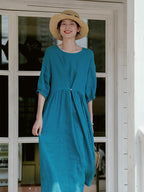 Women's Solid-Color Loose Casual All-Match Long Dress