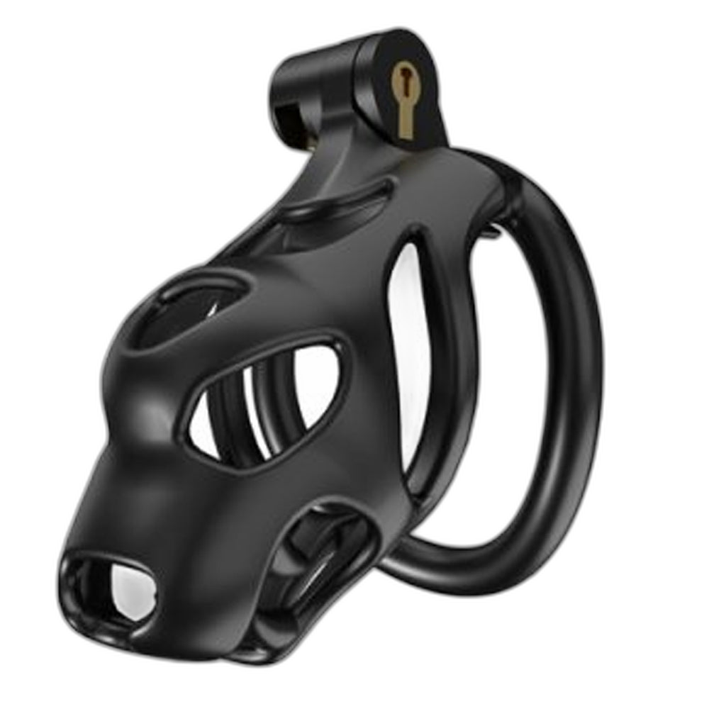 LOCK4D Dog Head Flat Ring Chastity Cock Cage Medium