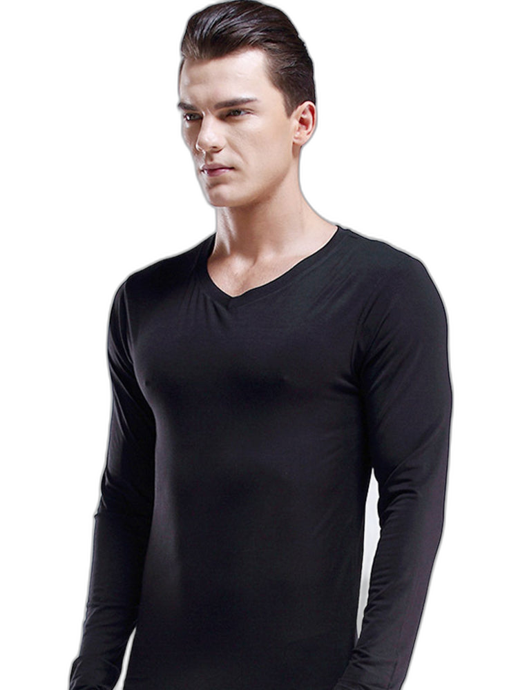 Mens Ultra Soft Low Cut V-Neck Thermal Shirt