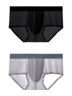 2 Pack Men's Ultra-Thin Breathable Antibacterial Crotch Briefs