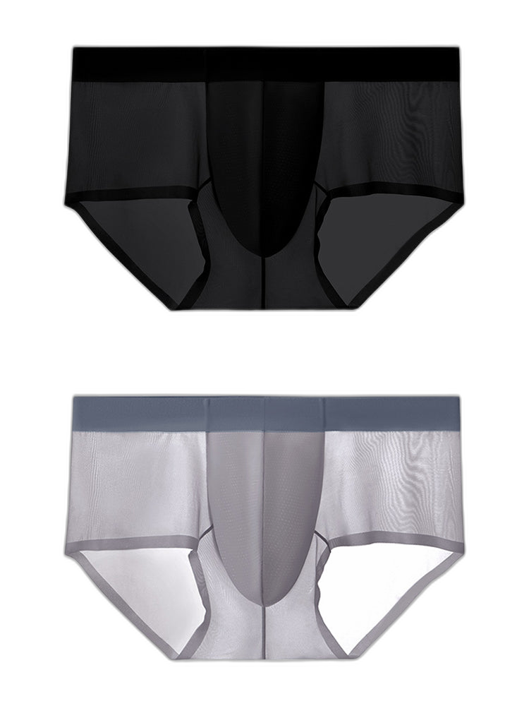 2 Pack Men's Ultra-Thin Breathable Antibacterial Crotch Briefs