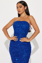Lucia Sequin Midi Dress - Royal