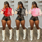 Double-layer Threaded Wool Baseball Jacket With Full-position Printing