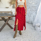 Women's Solid-Color Lace-Up Skirt In Casual Resort Style From Europe And America