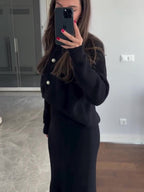 Women's 2-Piece Cardigan & Maxi Skirt Suit Set - Elegant Co-ord Outfit