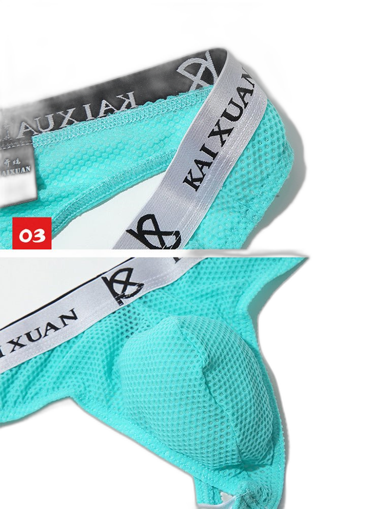 3 Pack Men's Mesh Thong with Stretch & Breathable 3D Support Pouch