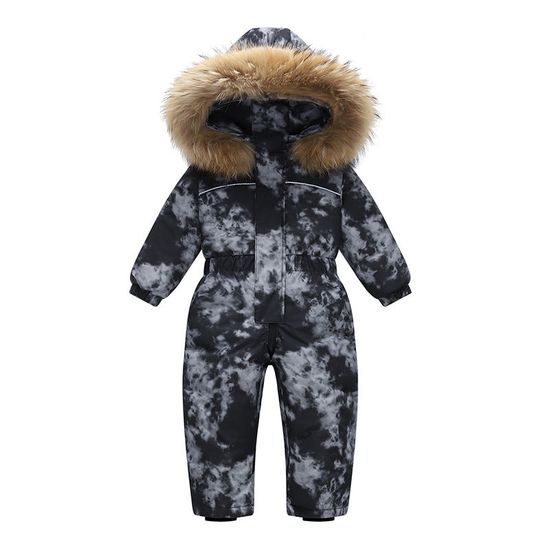 New-style Winter Down Jacket Thickened Children's One-piece Ski Suit