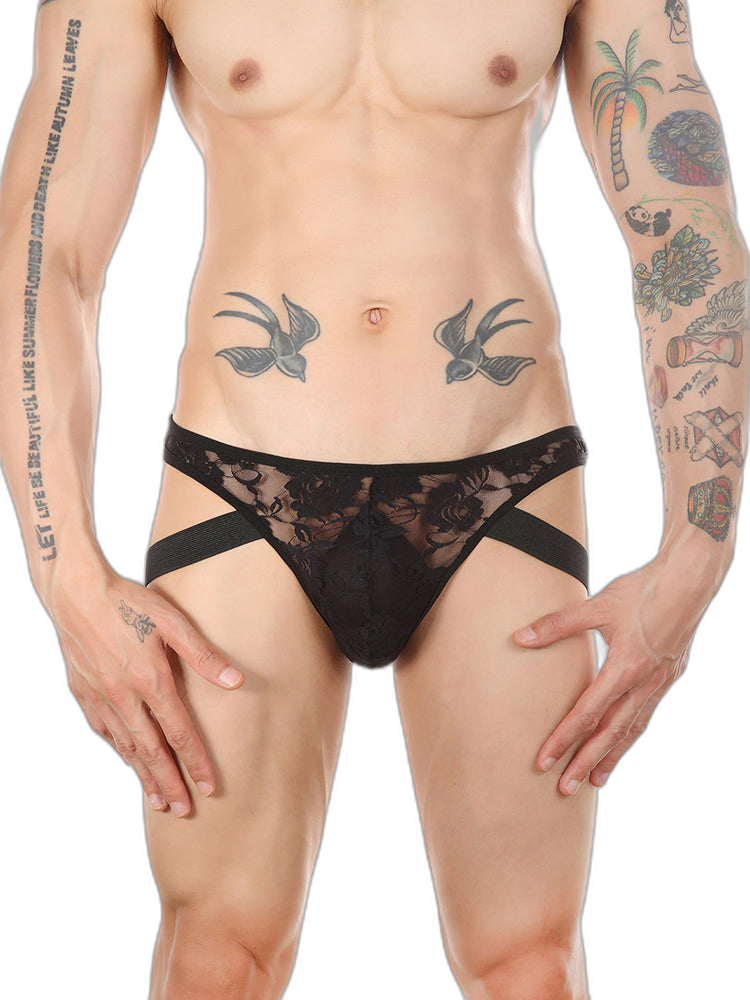 2-pack Men's Lace See-through Thongs