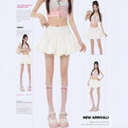 Ballet-style White Bud Skirt For Women Sweet And Chic High-waisted A-line Skirt For Summer French-style Fluffy Bubble Skirt