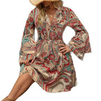 V-neck Long Sleeve Women's Dress