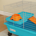 PawHut Small Animal Cage Rabbit Guinea Pigs Chinchillas Cage with Wheels Water Bottle