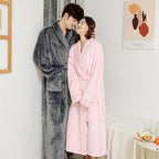 Couples' Flannel Bathrobes Extra-thick And Super-warm Loungewear