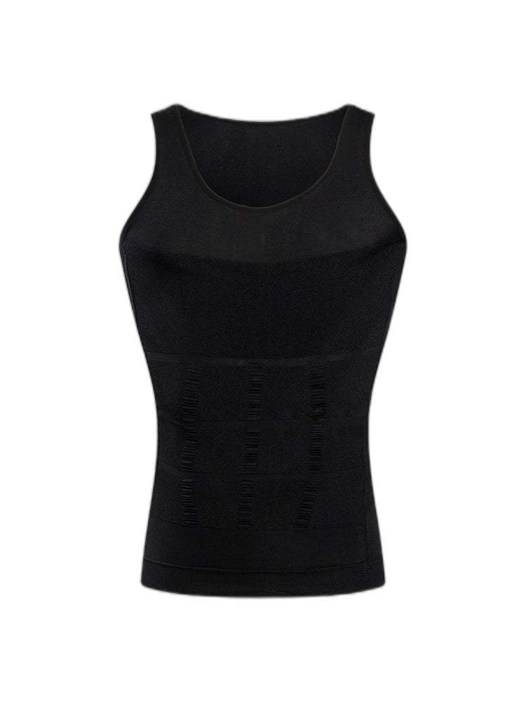 Mens Waist Body Shaper Vest T-Shirt Tank Tops