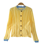Autumn Ruffled Stitching Slim-fit Crop-top Outer Sweater Cardigan