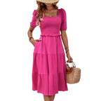 European And American Women's Clothing Ruched Backless Strap Dress