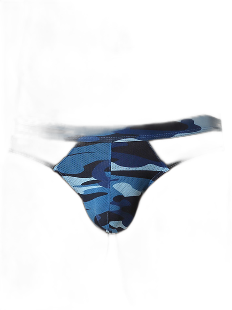 2 Pack Men's Classic Camo Mesh U-Shaped Pouch Breathable Briefs