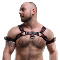 ruff GEAR Double Tone Leather Bulldog Harness Red Black