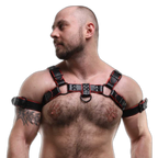 ruff GEAR Double Tone Leather Bulldog Harness Red Black