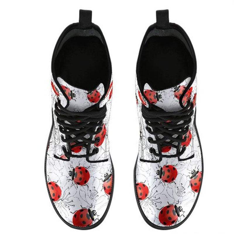 Women's High Help Combat Boots Seven Star Ladybird Cute Cartoon British Work Clothes Boots