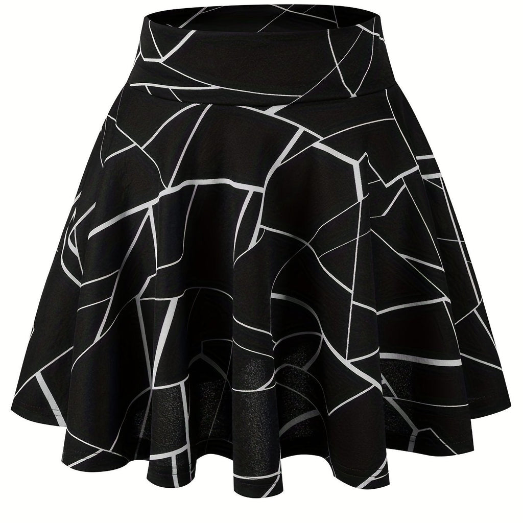 Kpop Polka Dot Print Skater Skirts, Casual Ruffle A Line Versatile Mini Skirts, Women's Clothing