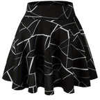 Kpop Polka Dot Print Skater Skirts, Casual Ruffle A Line Versatile Mini Skirts, Women's Clothing