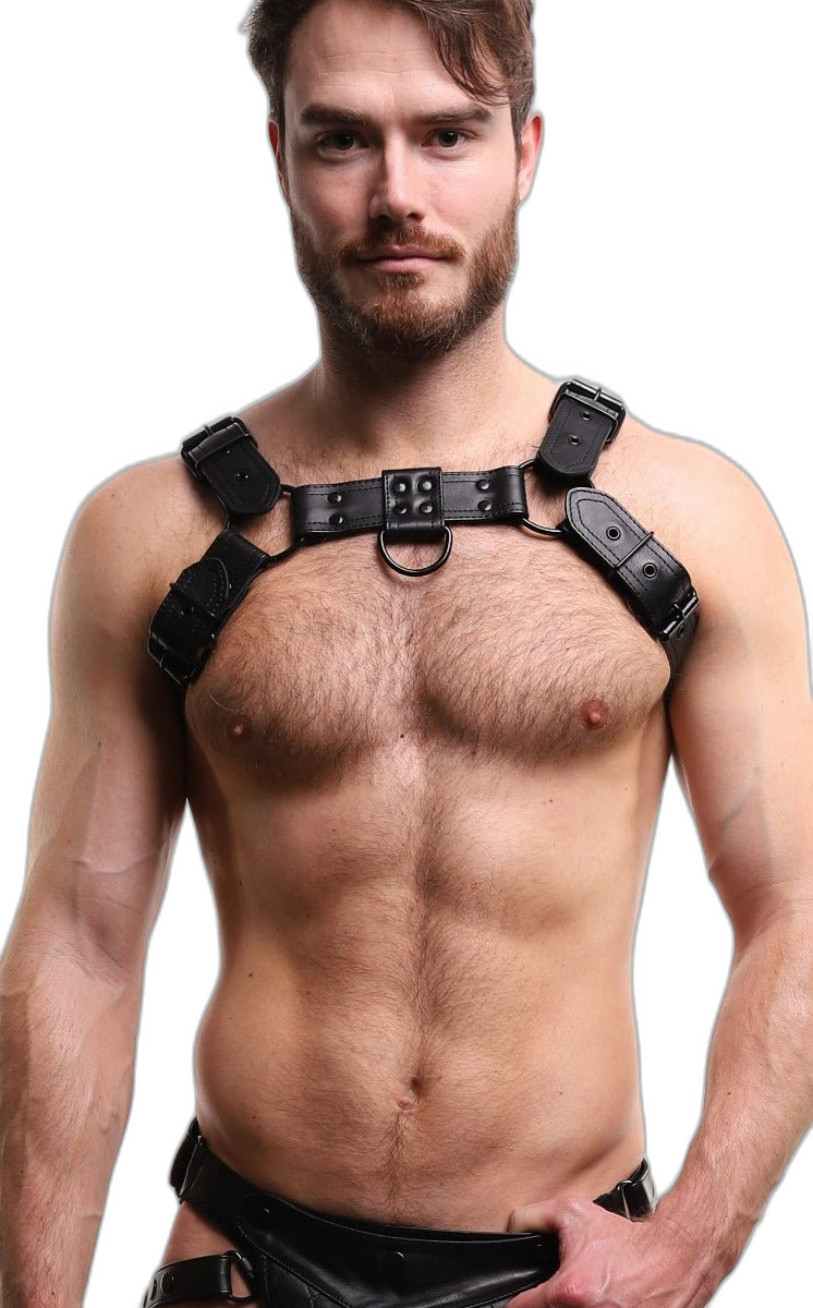 ruff GEAR RAW Leather Bulldog Harness Black