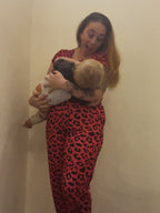 Red Leopard Breastfeeding Jumpsuit | Nursing Jumpsuit | MilkyMoon