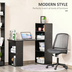HOMCOM 120cm Modern Computer Desk Bookshelf Study Table Workstation PC Laptop Writing Home Office 6 Shelves, Black