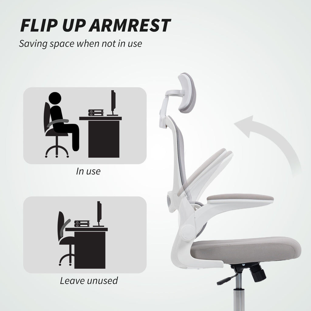 HOMCOM Mesh Back Office Chair, with Lumbar Support - Grey