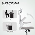 HOMCOM Mesh Back Office Chair, with Lumbar Support - Grey